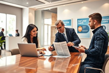 Imagen de un hombre revisando opciones de préstamos personales en su computadora.